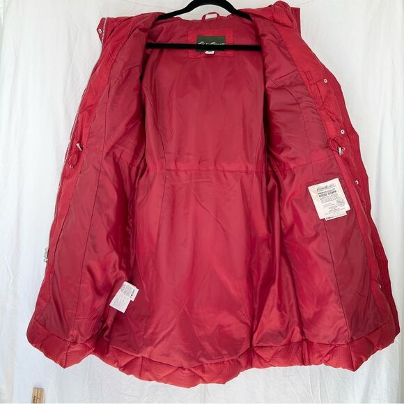 Eddie Bauer 650 Down Parka Sz L Red Long Puffer Jacket Hooded - Picture 12 of 16